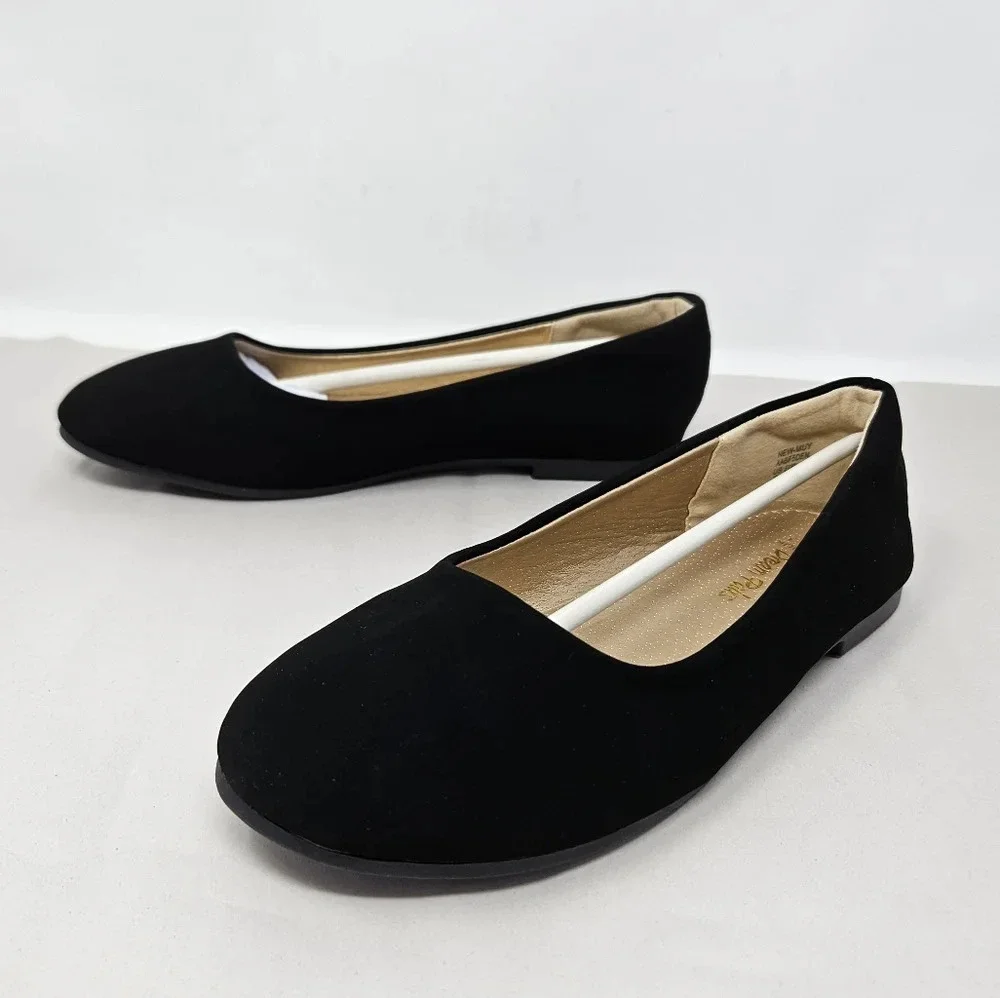 Dream Pairs Flats Shoes Kids Sz 2 Black Faux Nubuck Leather Dressy Casual